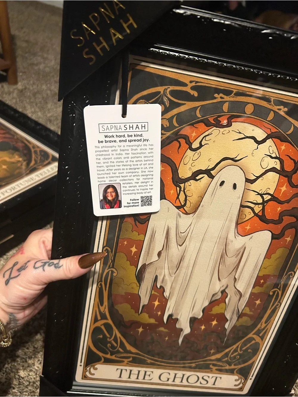 The Ghost Wall Art Print - White, Orange & Gold
